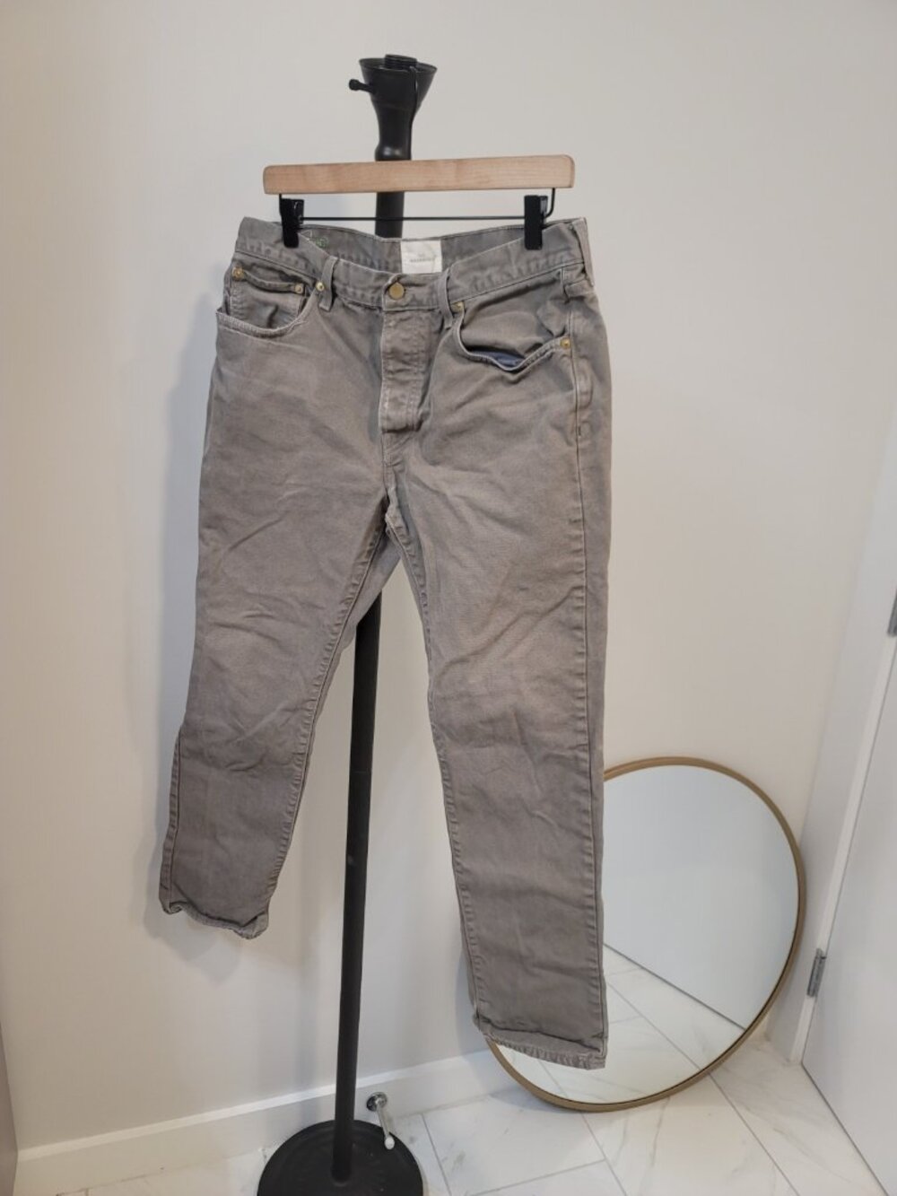 Sid Mashburn Canvas Pants Men 36x32 5-Pocket Button Fly Preppy Casual Gray